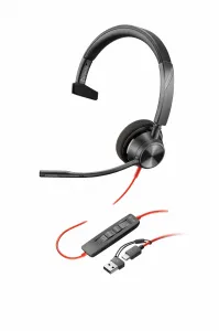 POLY Blackwire 3310 Monaural Microsoft Teams Certified USB-C Headset +USB-C/A Adapter