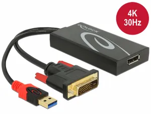 DeLOCK 0.3m, DVI 24+1 + USB-A/Displayport 20p