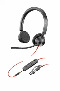 HP Blackwire 3325 Stereo USB-C Headset +3.5mm Plug +USB-C/A Adapter