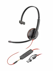 HP Blackwire 3215 Monaural USB-C Headset +3.5mm Plug +USB-C/A Adapter (Bulk)