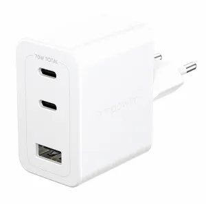 PanzerGlass empower by PanzerGlass Turbo 70W Charger incl. 2 x USB-C + USB-A EU Plug Silver White