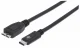 Manhattan USB-C to Micro-USB Cable, 1m, Male to Male, Black, 10 Gbps (USB 3.2 Gen2 aka USB 3.1), 3A (fast charging), Equivalent to Startech USB31CUB1M, SuperSpeed+ USB, Lifetime Warranty, Polybag