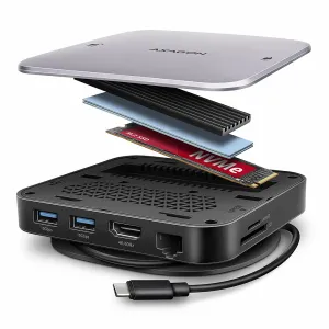 Axagon HMC-UFO USB-C Hub M.2 SATA/NVMe 1 Gbit/s Ethernet 384 kHz Audio
