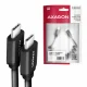 Axagon Data and charging USB 2.0 cable 1.1 m long. PD 60W, 3A. Black twisted. #7