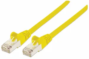 Intellinet Network Patch Cable, Cat7 Cable/Cat6A Plugs, 15m, Yellow, Copper, S/FTP, LSOH / LSZH, PVC, RJ45, Gold Plated Contacts, Snagless, Booted, Polybag