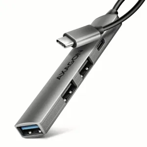 Axagon HUB USB HUE-STC, 4x USB ALU STRIP hub, 1x USB-A 5Gbps, 2x USB-A & 1x USB-C 480Mbps, kabel USB-C 12cm