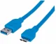 Manhattan USB-A to Micro-USB Cable, 1m, Male to Male, Blue, 5 Gbps (USB 3.2 Gen1 aka USB 3.0), Equivalent to Startech USB3SAB1M (except colour), SuperSpeed USB, Lifetime Warranty, Polybag
