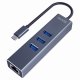 Savio AK-57 USB-C - 3 x USB-A HUB with RJ-45 Gigabit Ethernet adapter 5000 Mbit/s grey