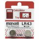 Maxell Battery LR 43 1.5V 2 pack